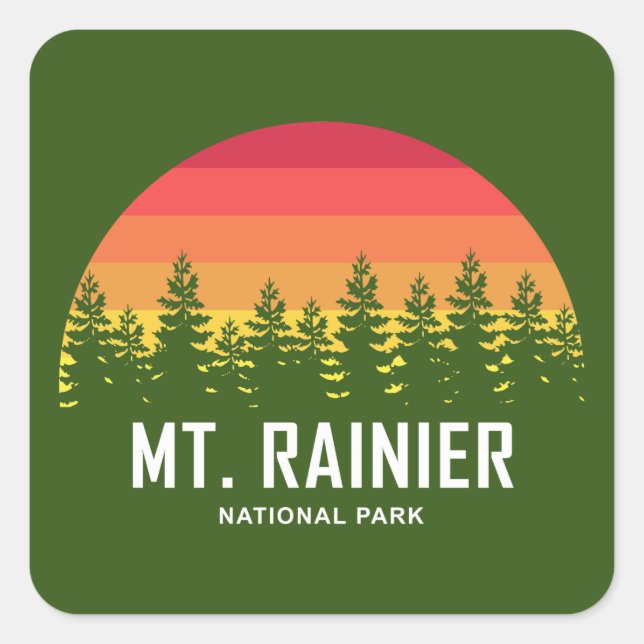 Pegatina Cuadrada Parque nacional del Monte Rainier (Anverso)