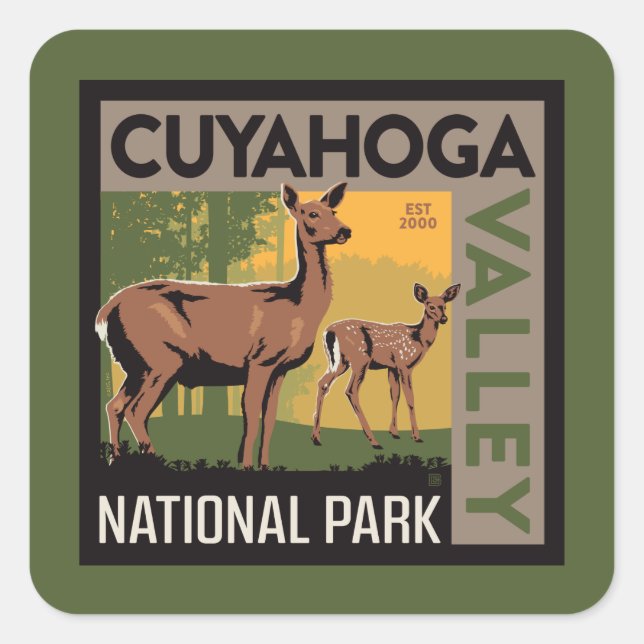 Pegatina Cuadrada Parque nacional del Valle de Cuyahoga | Ohio (Anverso)