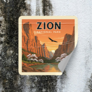 Pegatina Cuadrada Parque nacional del Zion