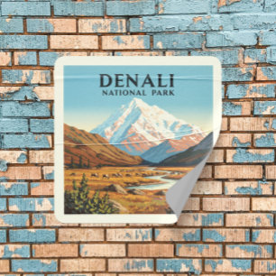 Pegatina Cuadrada Parque nacional Denali de Vintage
