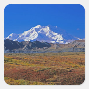 Pegatina Cuadrada Parque Nacional Denali Mt. McKinley, Alaska.