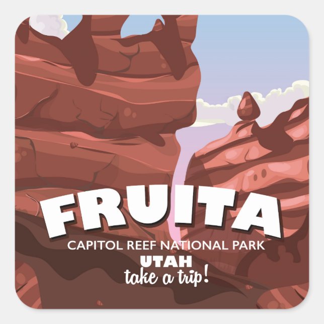 Pegatina Cuadrada Parque nacional Fruita Capitol Reef Utah (Anverso)