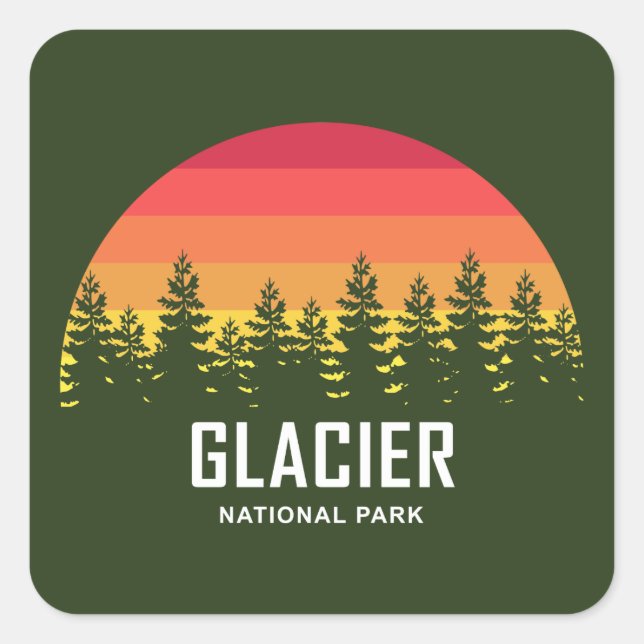 Pegatina Cuadrada Parque nacional Glaciar (Anverso)