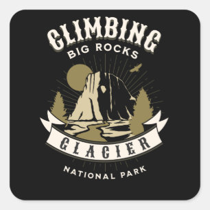 Pegatina Cuadrada Parque nacional Glaciar Montana