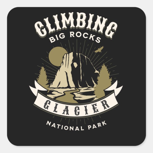 Pegatina Cuadrada Parque nacional Glaciar Montana (Anverso)