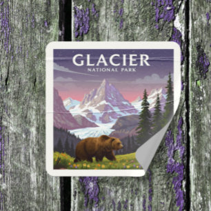 Pegatina Cuadrada Parque nacional Glaciar Vintage