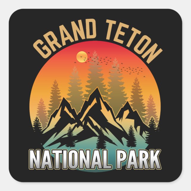 Pegatina Cuadrada Parque Nacional Grand Teton (Anverso)