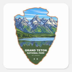 Pegatina Cuadrada Parque Nacional Grand Teton Wyoming Punta de Flech