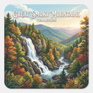 Pegatina Cuadrada Parque Nacional Great Smoky Mountains Gatlinburg E