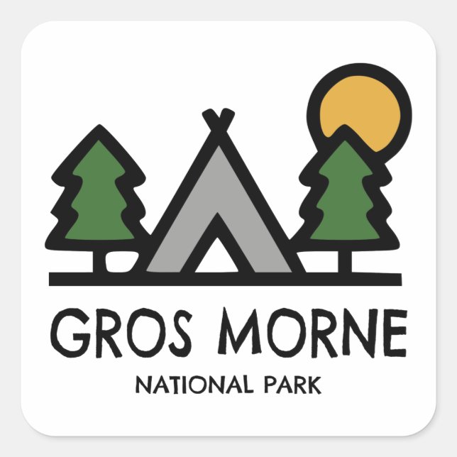 Pegatina Cuadrada Parque nacional Gros Morne (Anverso)