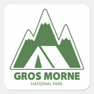 Pegatina Cuadrada Parque Nacional Gros Morne Montañas Campamento
