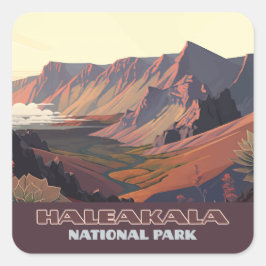 Pegatina Cuadrada Parque nacional Haleakala Cráter Volcán Maui