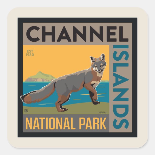 Pegatina Cuadrada Parque nacional Islas del Canal | Fox (Anverso)