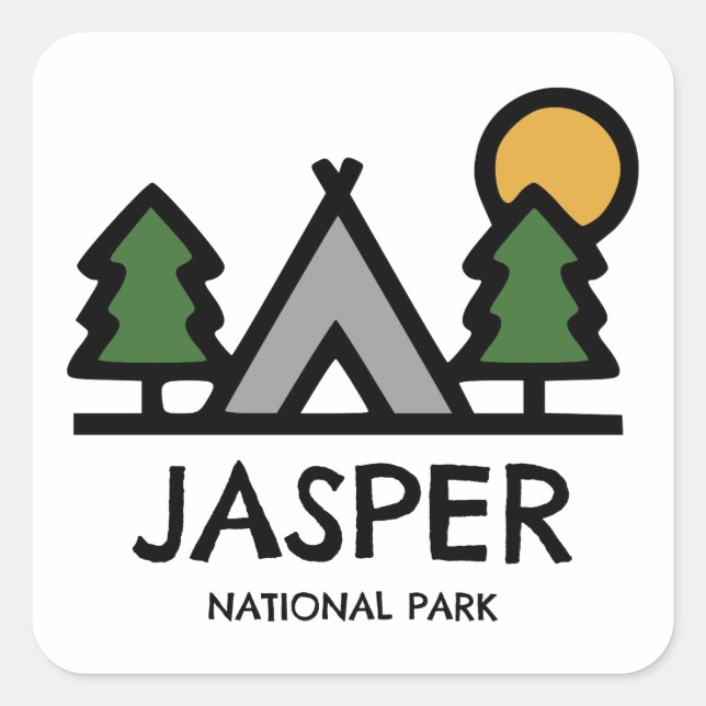 Pegatina Cuadrada Parque nacional Jasper (Anverso)