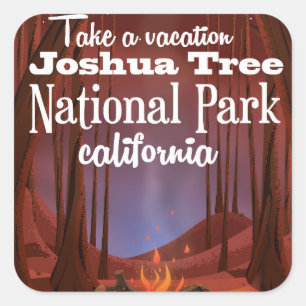 Pegatina Cuadrada Parque Nacional Joshua Tree, California viaje