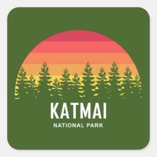 Pegatina Cuadrada Parque nacional Katmai