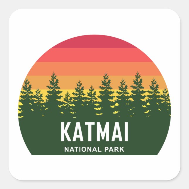 Pegatina Cuadrada Parque nacional Katmai (Anverso)