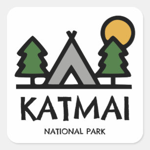 Pegatina Cuadrada Parque nacional Katmai