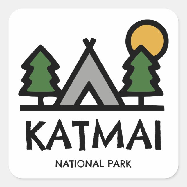 Pegatina Cuadrada Parque nacional Katmai (Anverso)