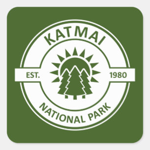 Pegatina Cuadrada Parque nacional Katmai Árboles solares
