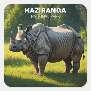 Pegatina Cuadrada Parque nacional Kaziranga Transporte Assam India