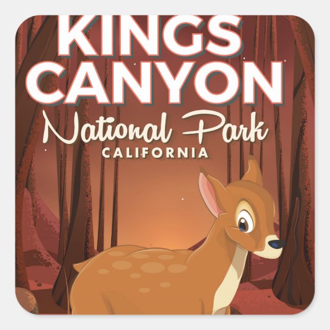 Pegatina Cuadrada Parque nacional Kings Canyon California (Anverso)