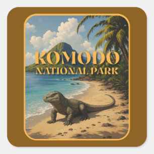 Pegatina Cuadrada Parque nacional Komodo Indonesia
