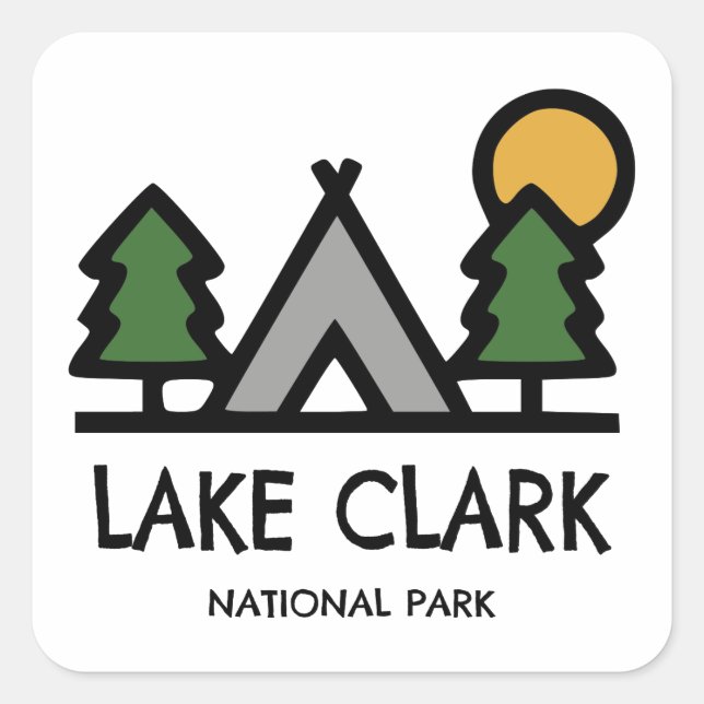 Pegatina Cuadrada Parque nacional Lake Clark (Anverso)