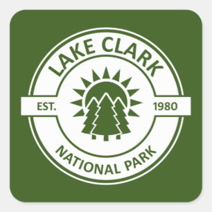 Pegatina Cuadrada Parque nacional Lake Clark Árboles solares
