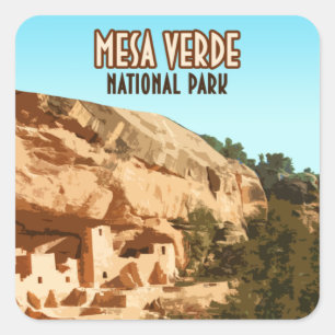 Pegatina Cuadrada Parque nacional Mesa Verde Colorado