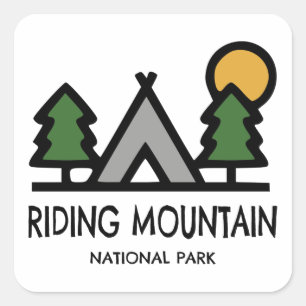 Pegatina Cuadrada Parque nacional Montaña Riding