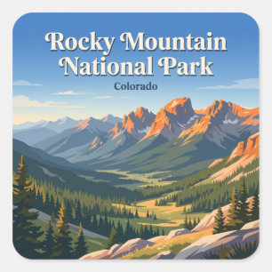 Pegatina Cuadrada Parque Nacional Montañas Rocosas Colorado