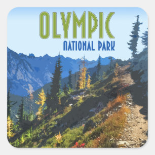 Pegatina Cuadrada Parque nacional olímpico de Washington