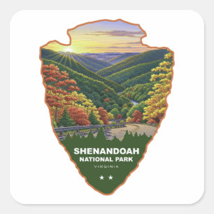 Pegatina Cuadrada Parque Nacional Shenandoah Arrowhead