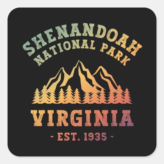Pegatina Cuadrada Parque nacional Shenandoah Virginia Estados Unidos (Anverso)