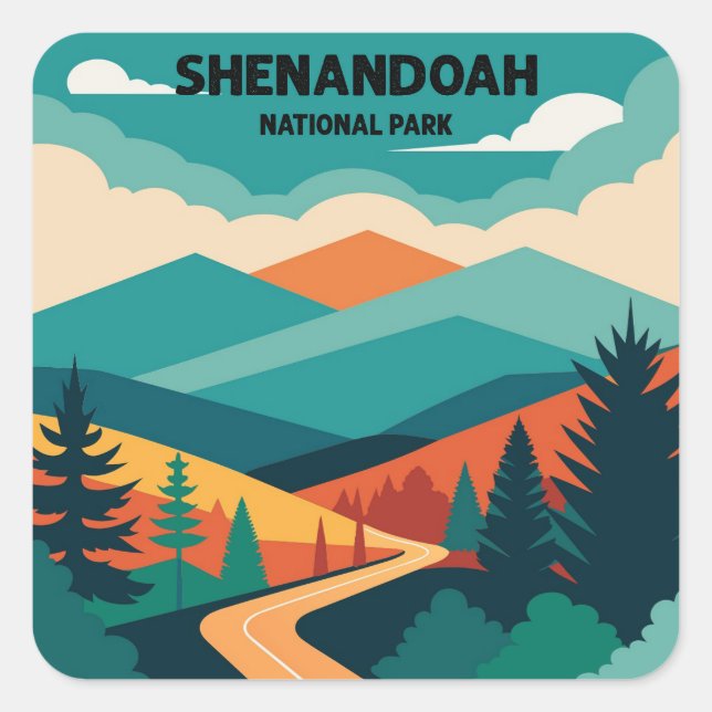 Pegatina Cuadrada Parque nacional Shenandoah Virginia Estados Unidos (Anverso)