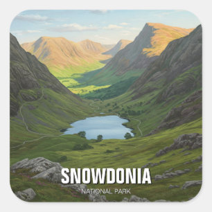 Pegatina Cuadrada Parque nacional Snowdonia Viajes de Gales