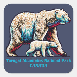 Pegatina Cuadrada Parque Nacional Torngat Mountains Canadá