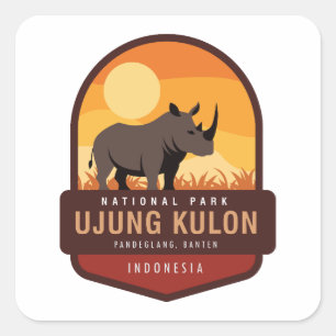 Pegatina Cuadrada Parque nacional Ujung Kulon Indonesia