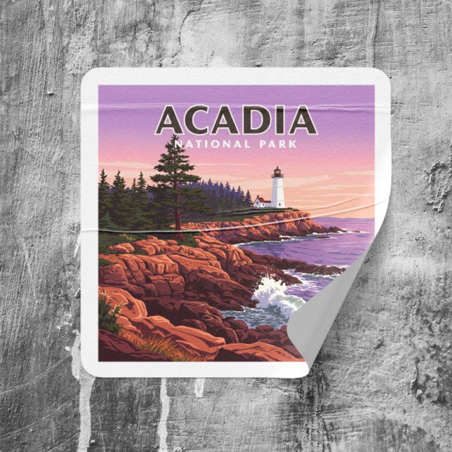 Pegatina Cuadrada Parque nacional Vintage Acadia (Subido por el creador)