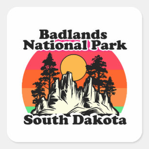 Pegatina Cuadrada Parque nacional Vintage Badlands