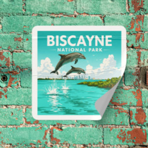 Pegatina Cuadrada Parque nacional Vintage Biscayne