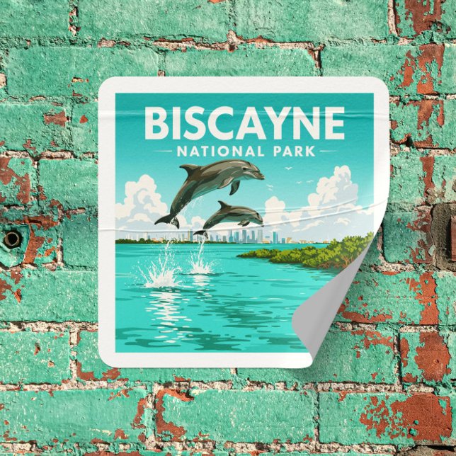 Pegatina Cuadrada Parque nacional Vintage Biscayne (Subido por el creador)