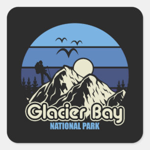 Pegatina Cuadrada Parque nacional Vintage Glacier Bay