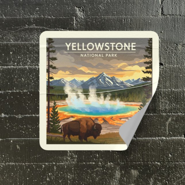 Pegatina Cuadrada Parque nacional Yellowstone (Subido por el creador)
