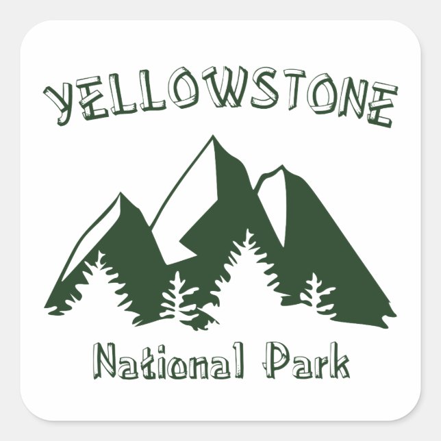 Pegatina Cuadrada Parque nacional Yellowstone (Anverso)