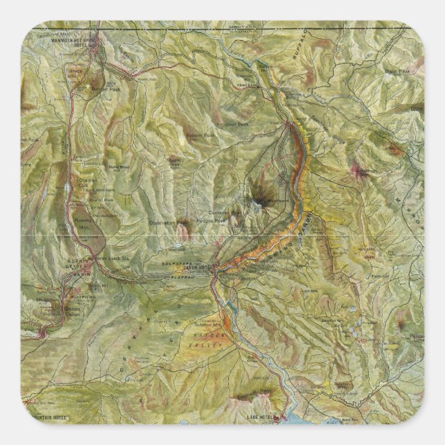 Pegatina Cuadrada Parque nacional Yellowstone 2 (Anverso)