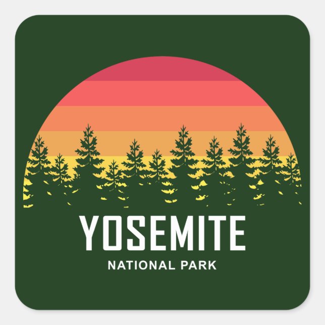 Pegatina Cuadrada Parque nacional Yosemite (Anverso)