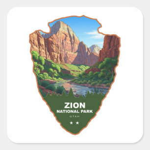 Pegatina Cuadrada Parque Nacional Zion Utah Arrowhead