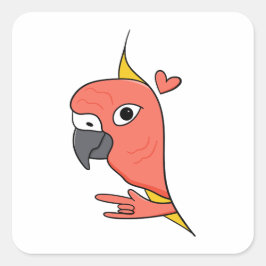 Pegatina Cuadrada Parrot ASL I Love You - Diseño de Cultura Sorda